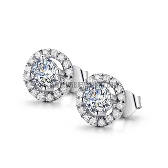 Round Brilliant Silver Earrings Wholesale