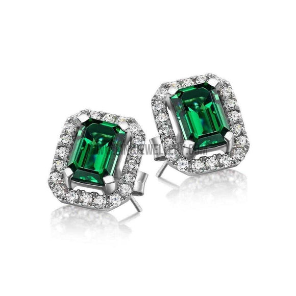Wholesale Emerald Cut Halo Earrings